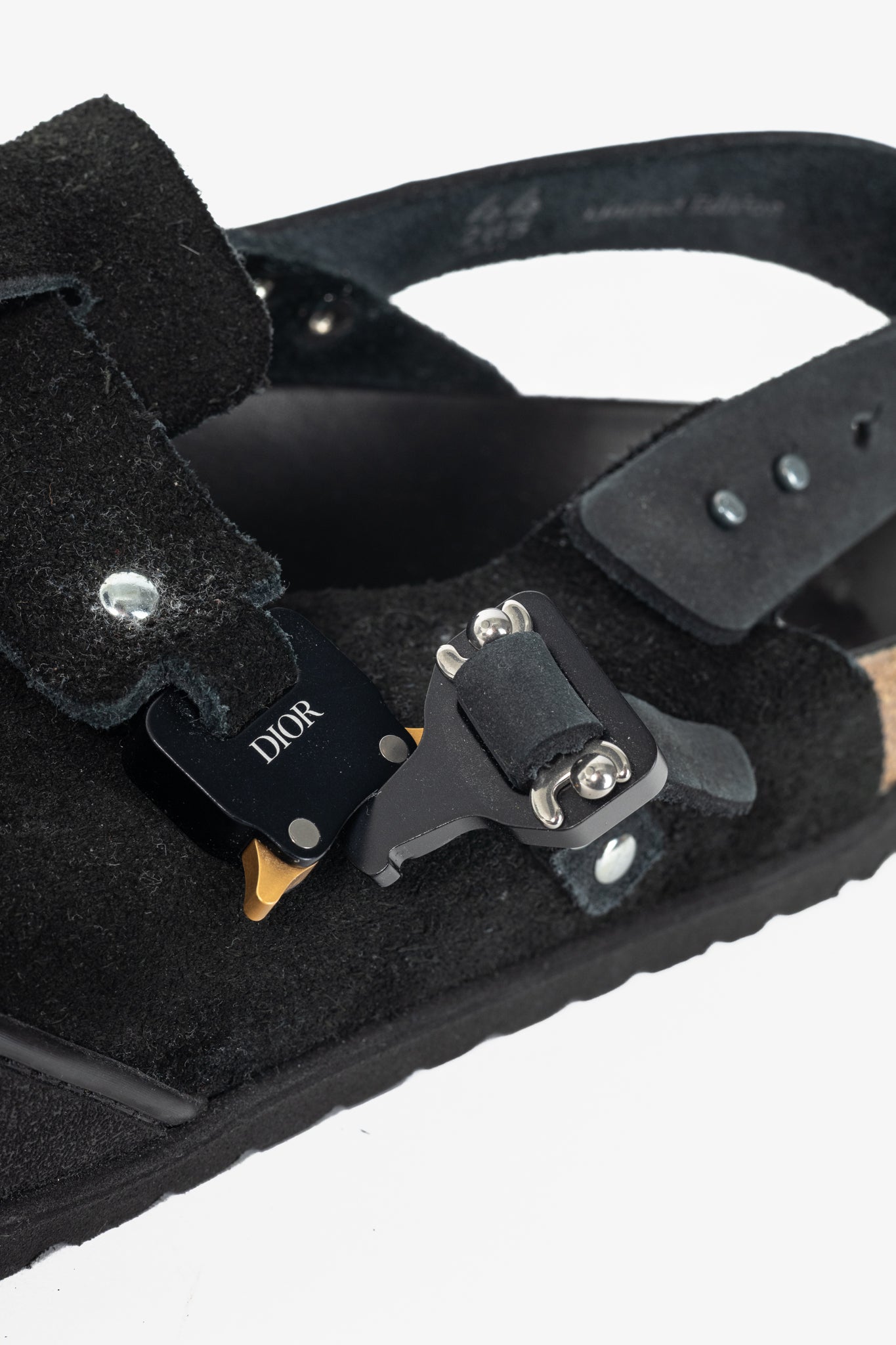 Dior x Birkenstock Tokio Black Nubuck Calfskin Leather Slippers