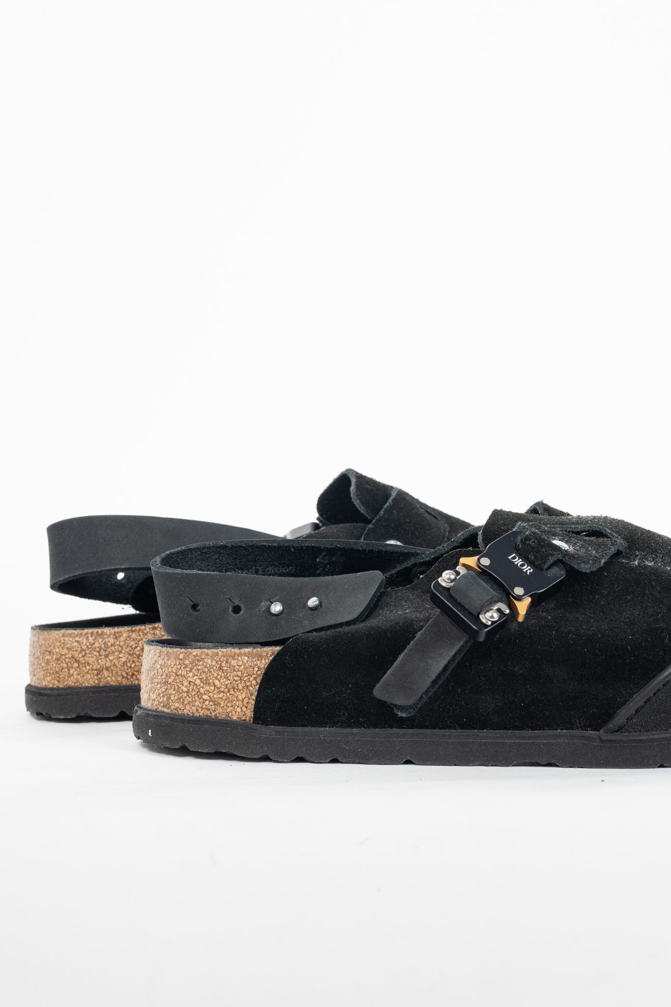 Dior x Birkenstock Tokio Black Nubuck Calfskin Leather Slippers
