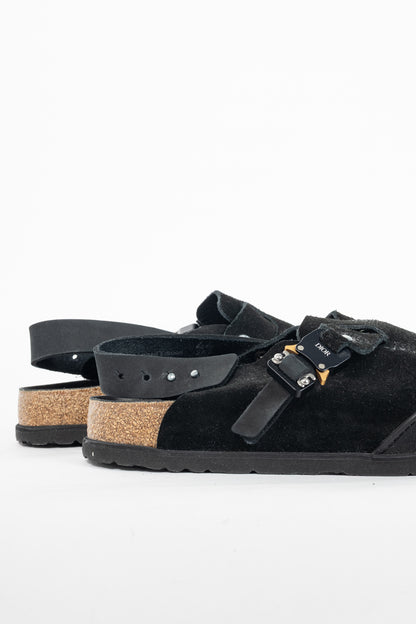Dior x Birkenstock Tokio Black Nubuck Calfskin Leather Slippers