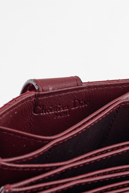 Christian Dior Lady Dior Jasmine Cherry Red Patent Cannage Calfskin Card Holder
