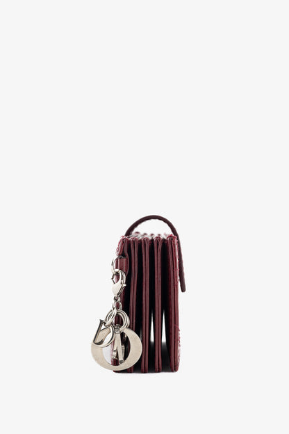 Christian Dior Lady Dior Jasmine Cherry Red Patent Cannage Calfskin Card Holder