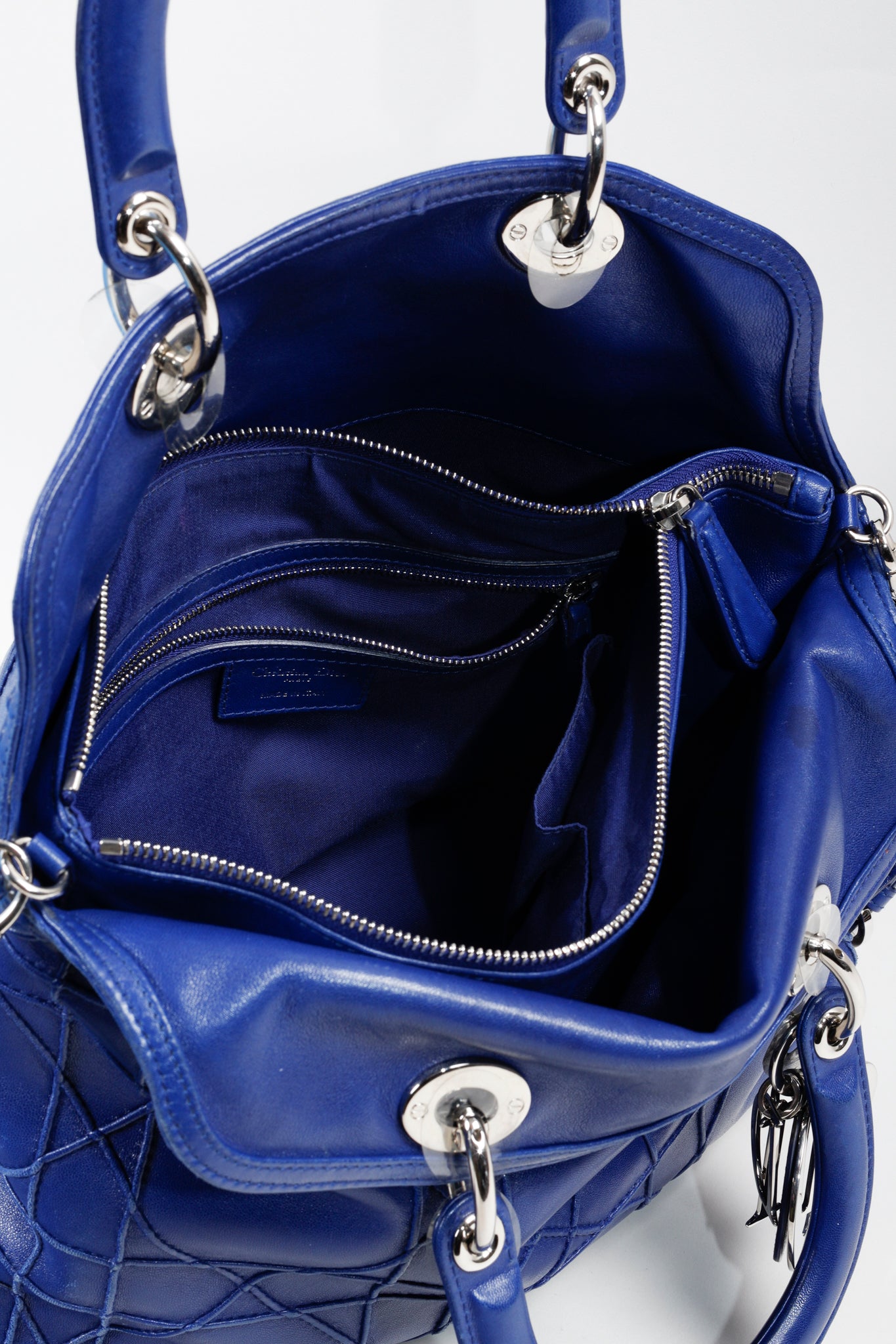 Christian Dior Cobalt Blue Granville Cannage Bag