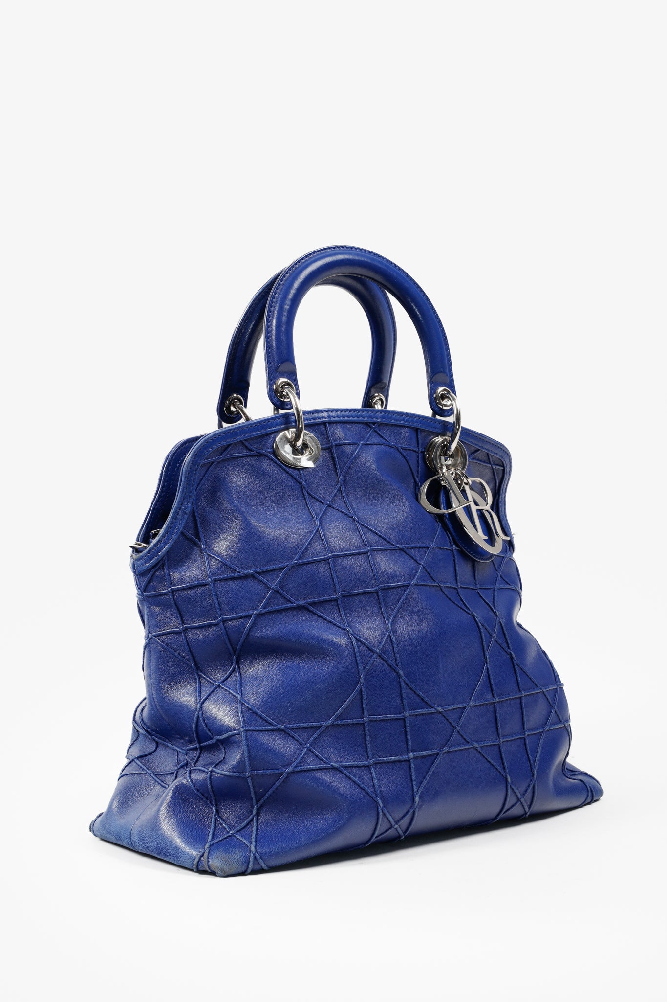 Christian Dior Cobalt Blue Granville Cannage Bag