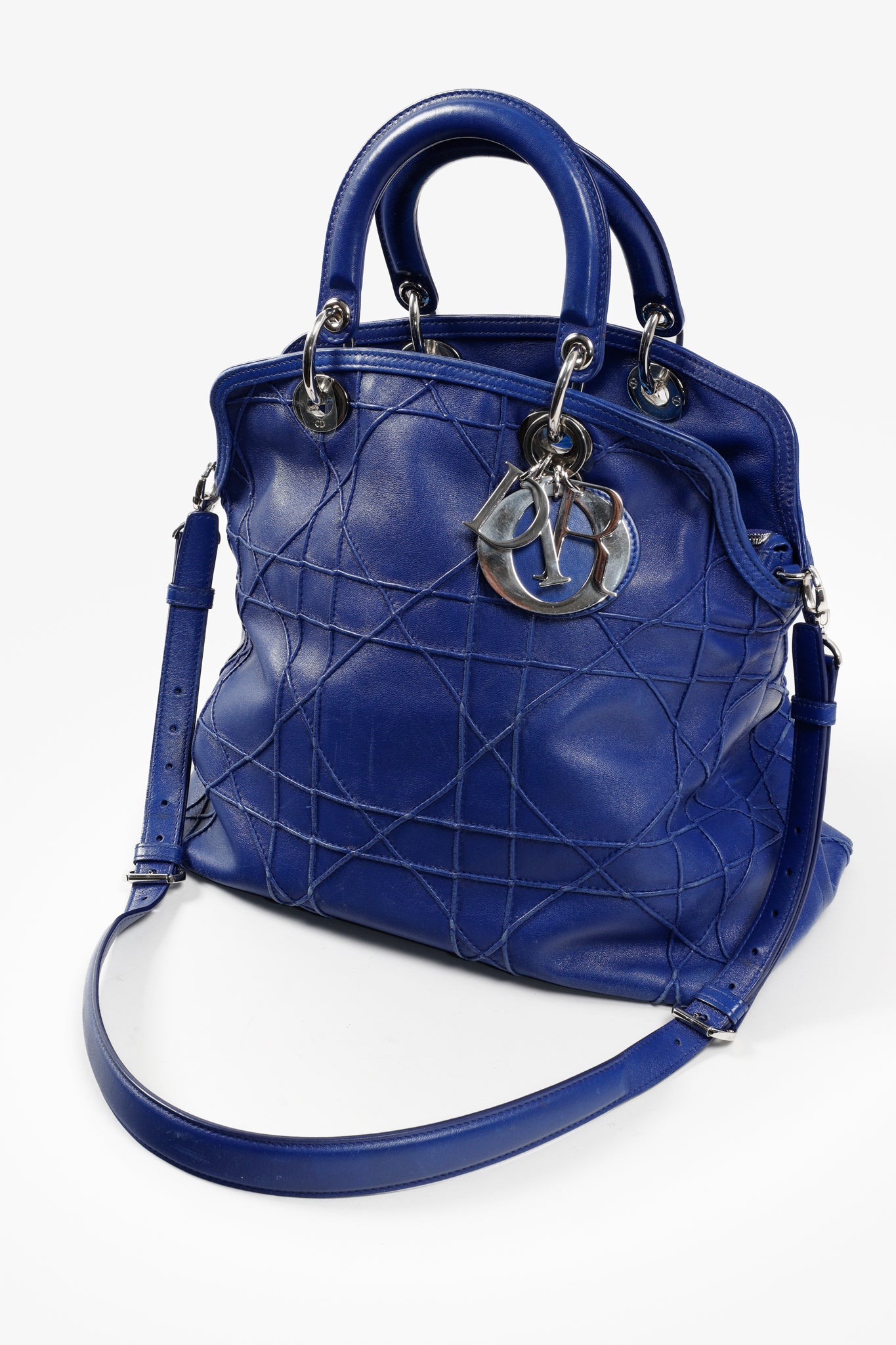 Christian Dior Cobalt Blue Granville Cannage Bag