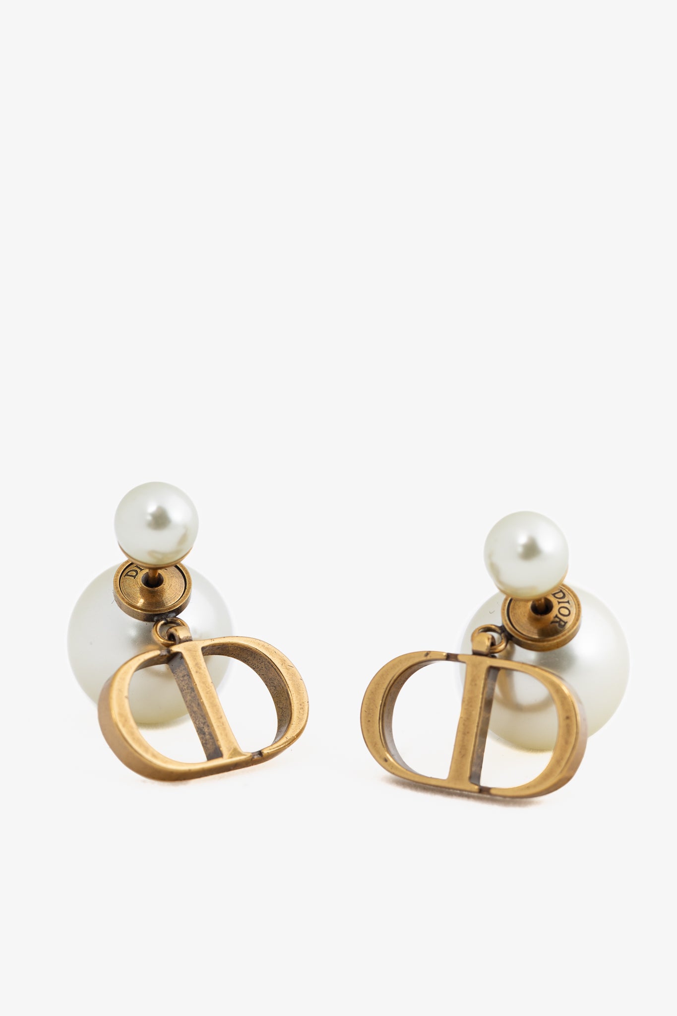 Christian Dior Dior Tribales Antique Gold-Finish Metal & Faux-Pearl Earrings