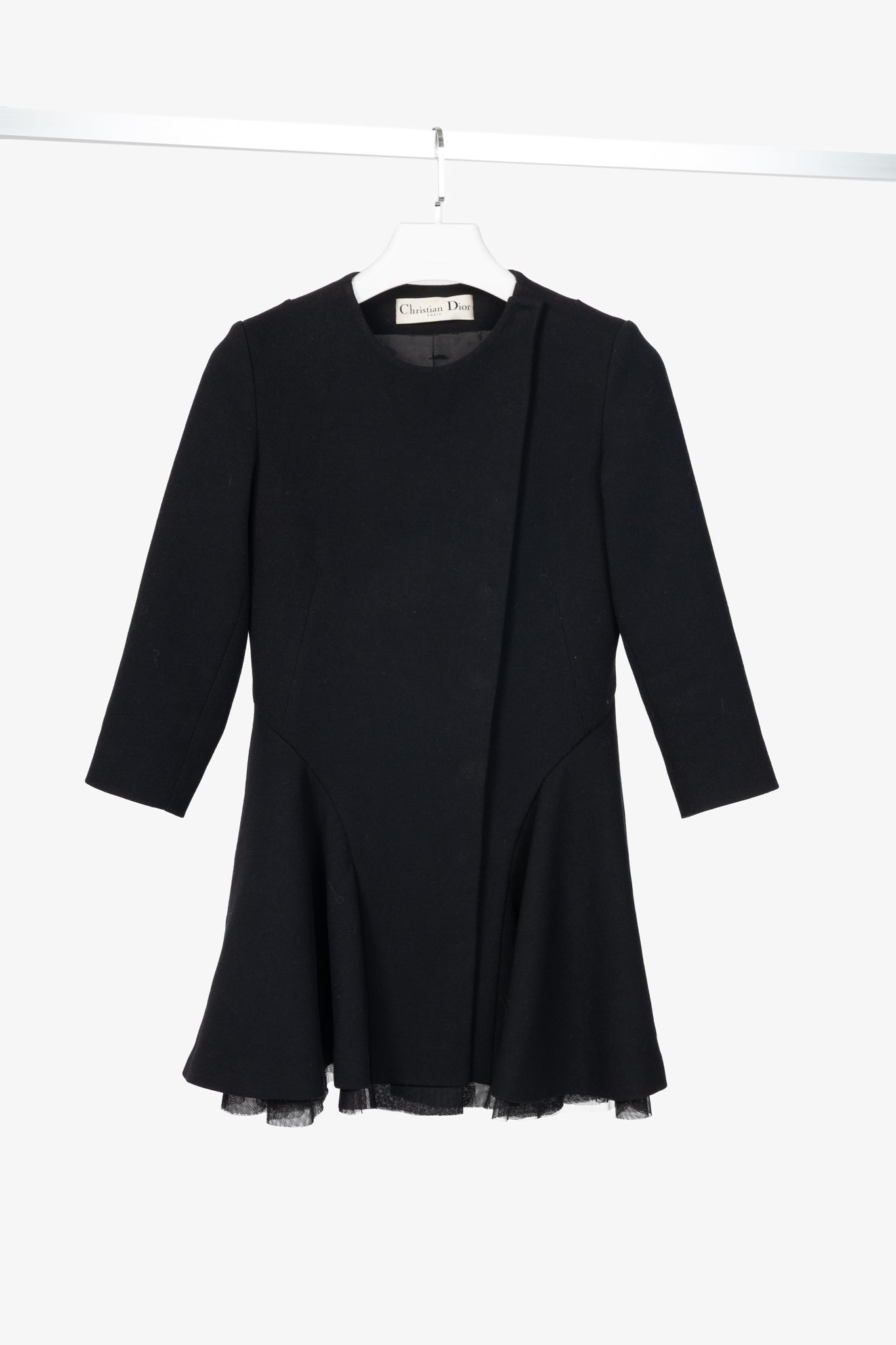 Christian Dior Black Wool-Crepe Flared Jacket Dress
