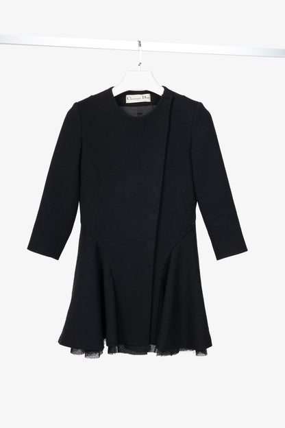 Christian Dior Black Wool-Crepe Flared Jacket Dress