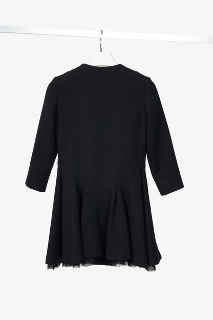 Christian Dior Black Wool-Crepe Flared Jacket Dress