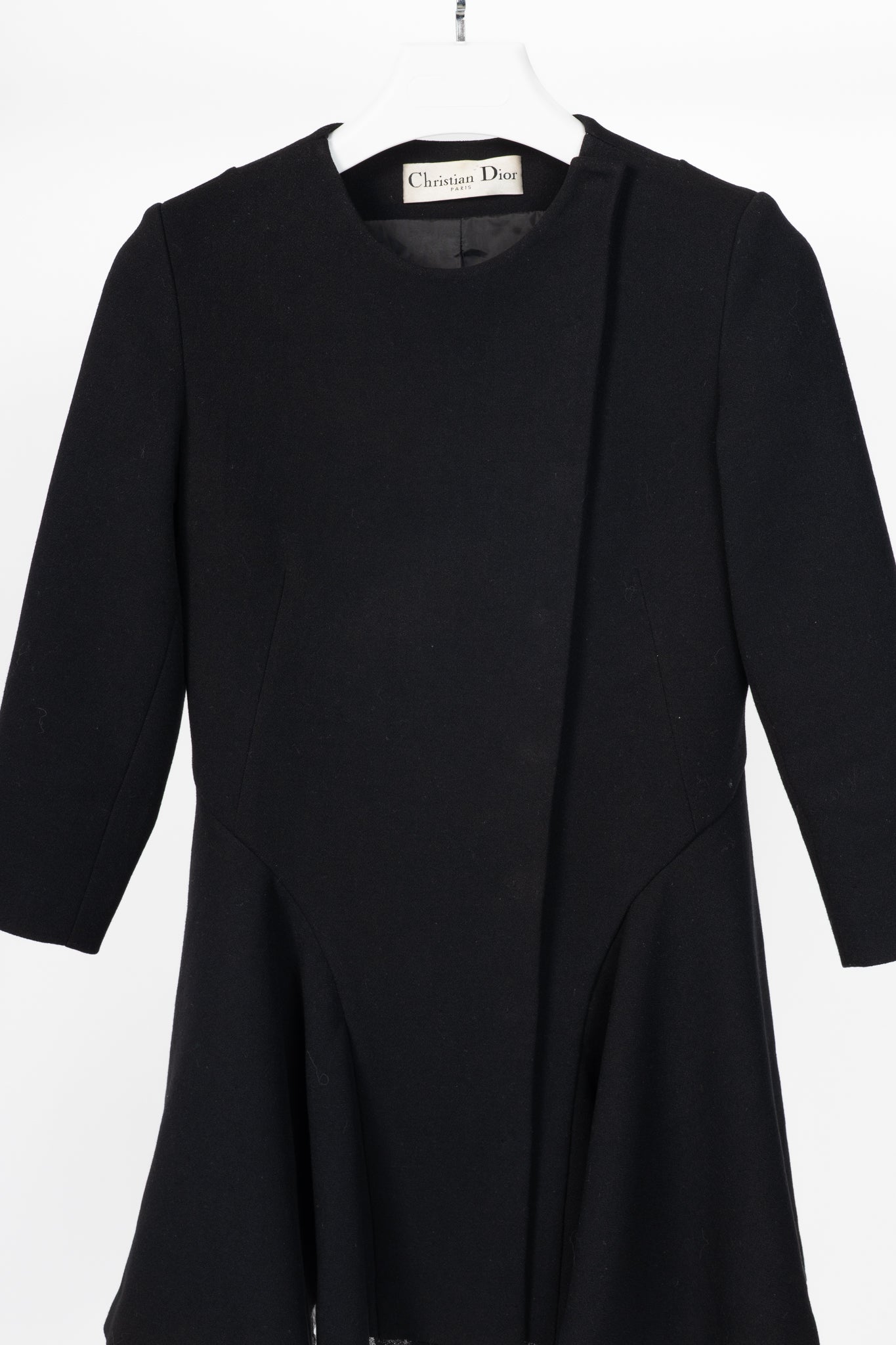 Christian Dior Black Wool-Crepe Flared Jacket Dress