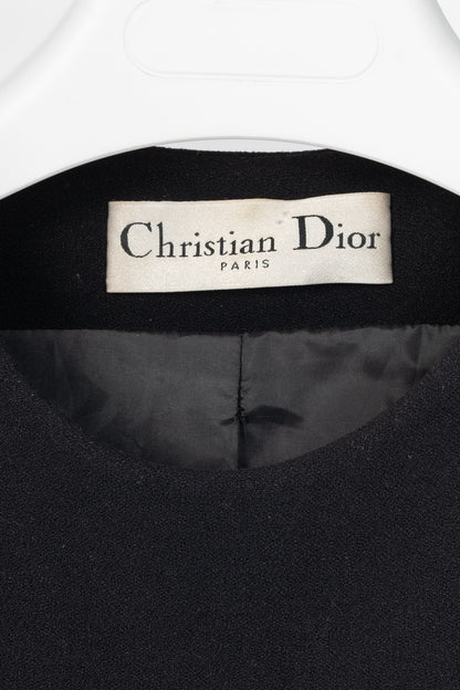 Christian Dior Black Wool-Crepe Flared Jacket Dress