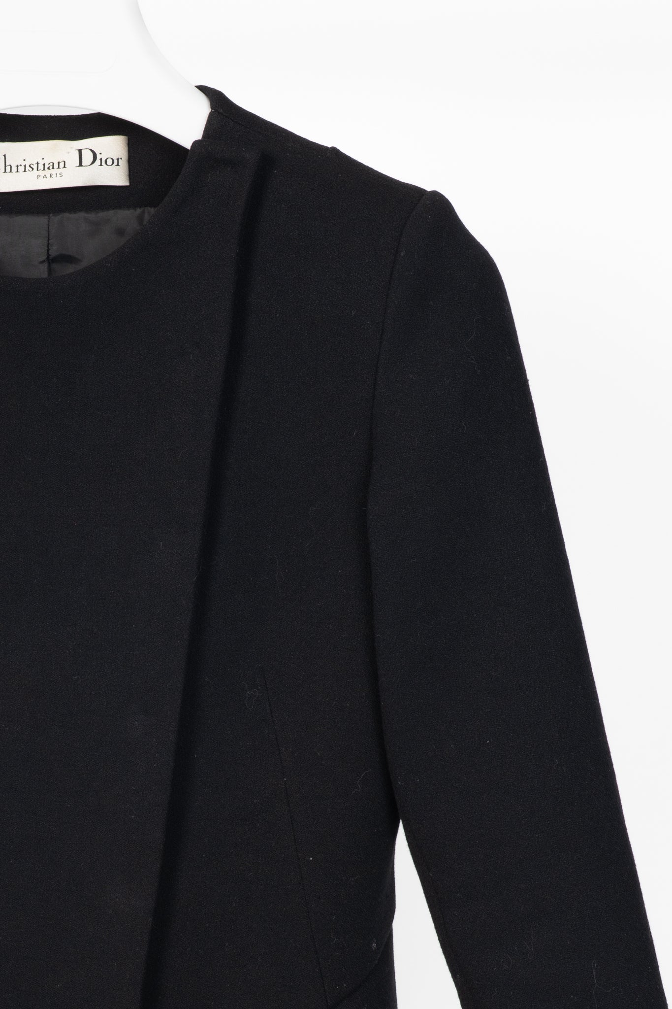 Christian Dior Black Wool-Crepe Flared Jacket Dress