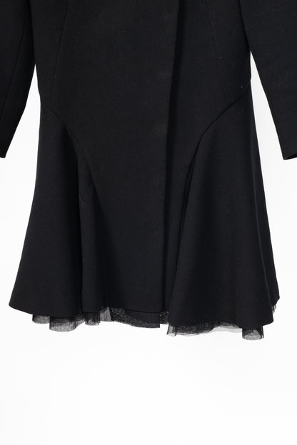 Christian Dior Black Wool-Crepe Flared Jacket Dress