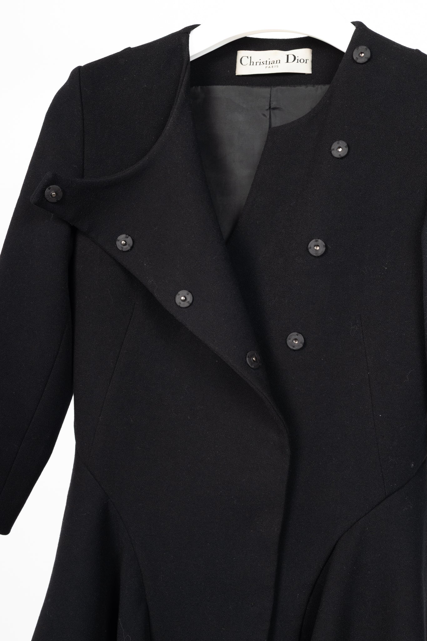 Christian Dior Black Wool-Crepe Flared Jacket Dress