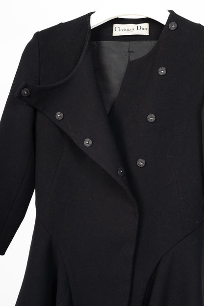 Christian Dior Black Wool-Crepe Flared Jacket Dress
