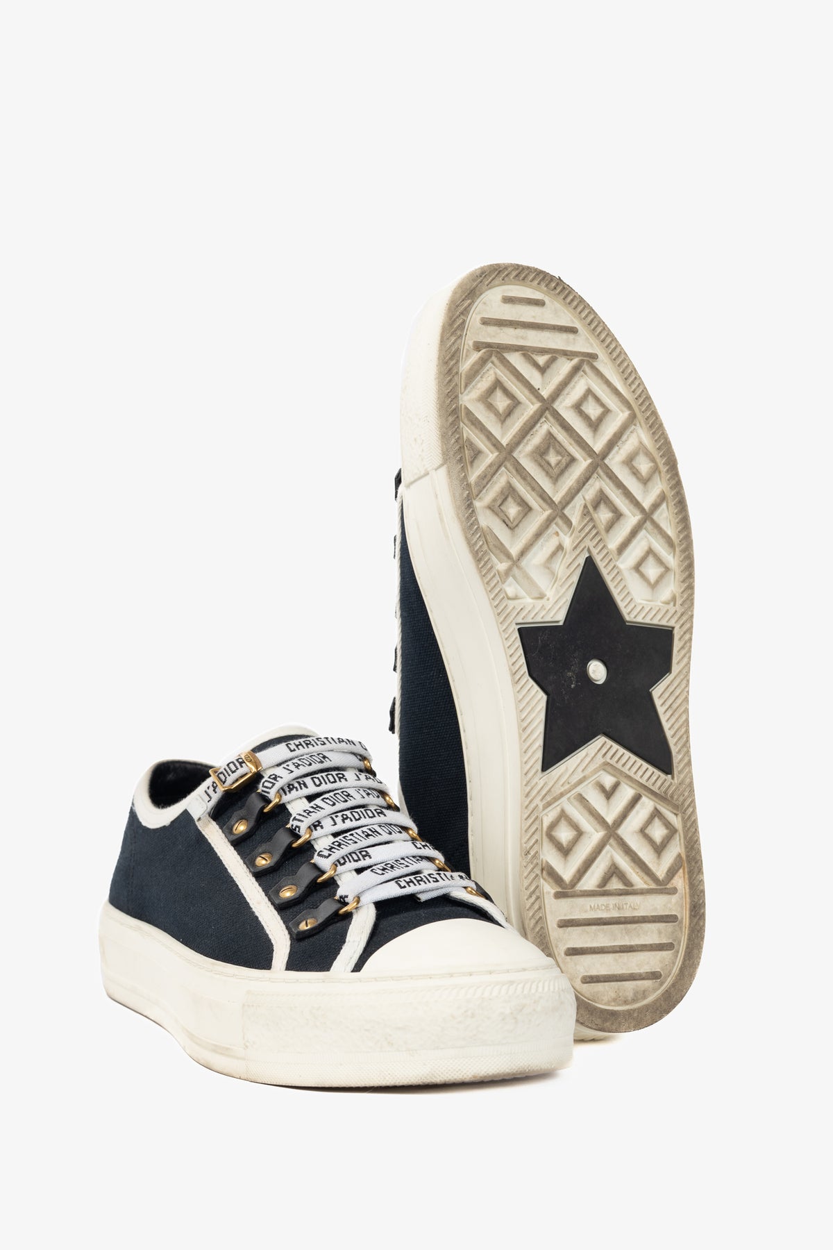 Christian Dior Walk'N'Dior Black Canvas Lace-Up Low-Top Sneakers