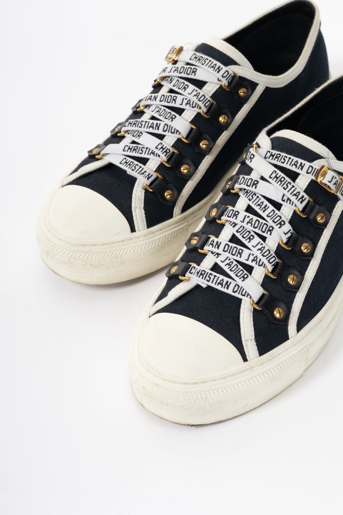 Christian Dior Walk'N'Dior Black Canvas Lace-Up Low-Top Sneakers