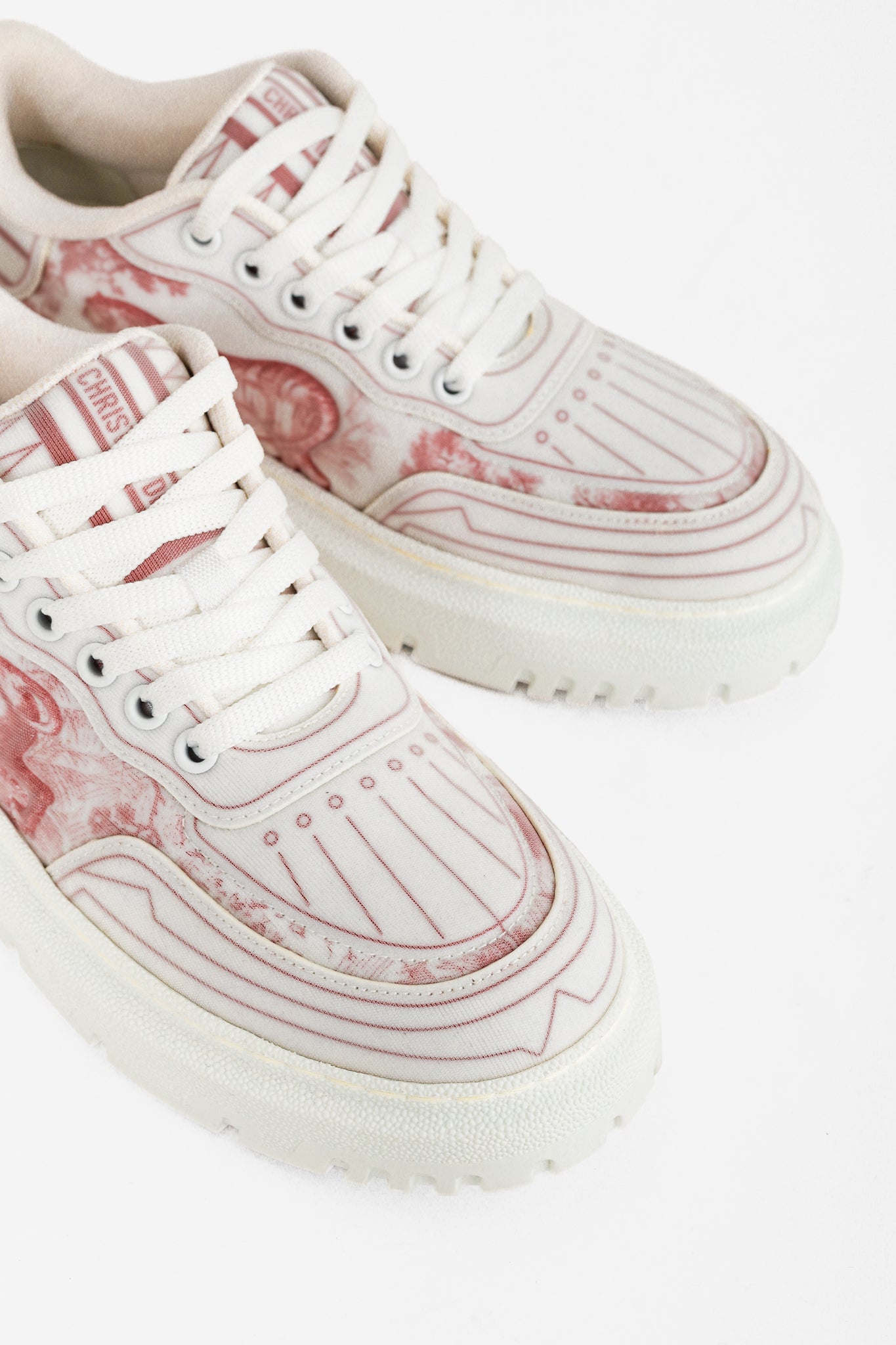 Dior Addict Framboise Toile de Jouy Neoprene Low-Top Sneakers