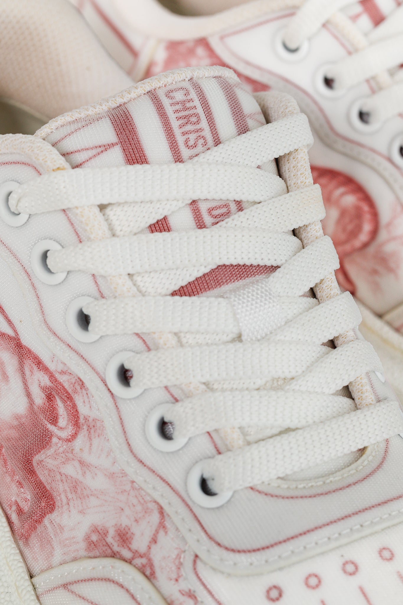 Dior Addict Framboise Toile de Jouy Neoprene Low-Top Sneakers