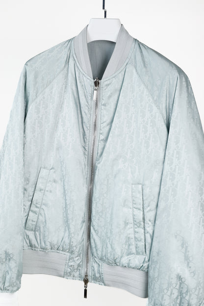Dior Reversible Gray Oblique Nylon Bomber Jacket