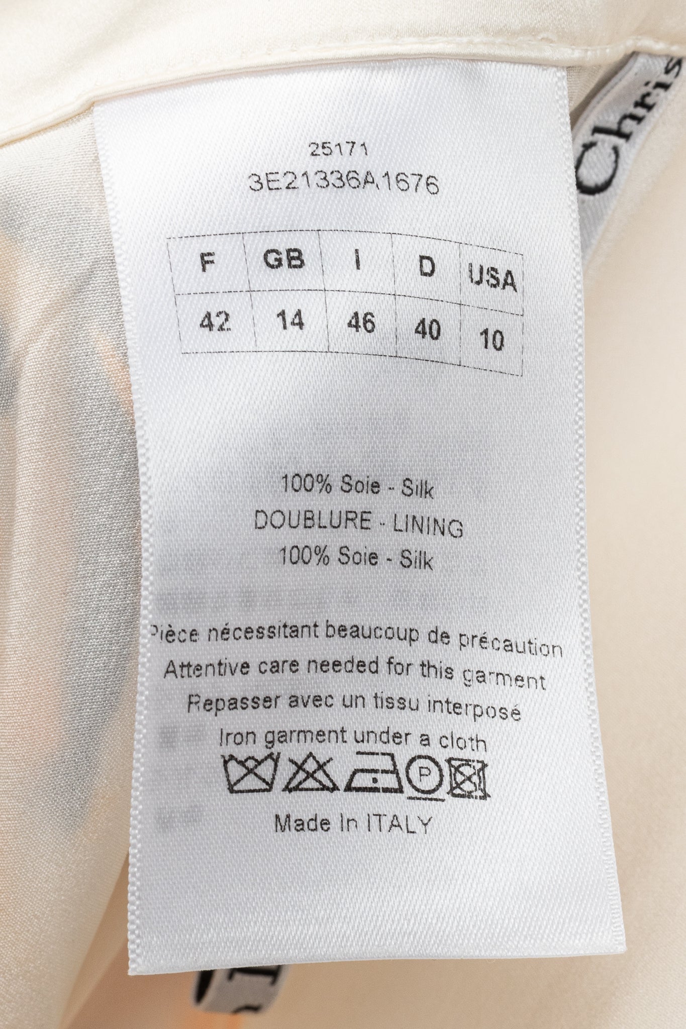 Christian Dior White Silk Floral-Print Pencil Skirt
