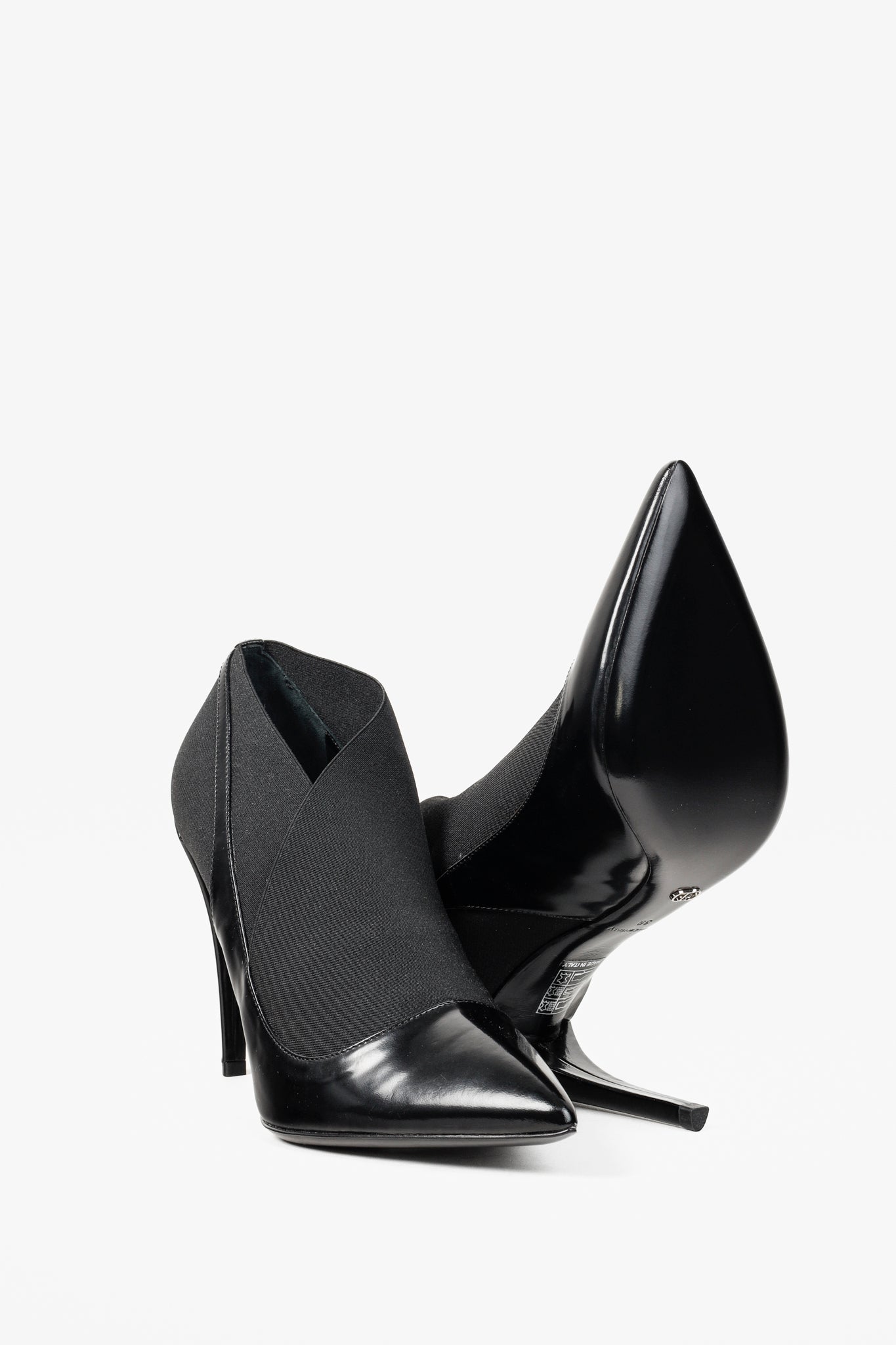 Christian Dior Black Leather Elastic Wrap Pointed Toe Stiletto Bootie