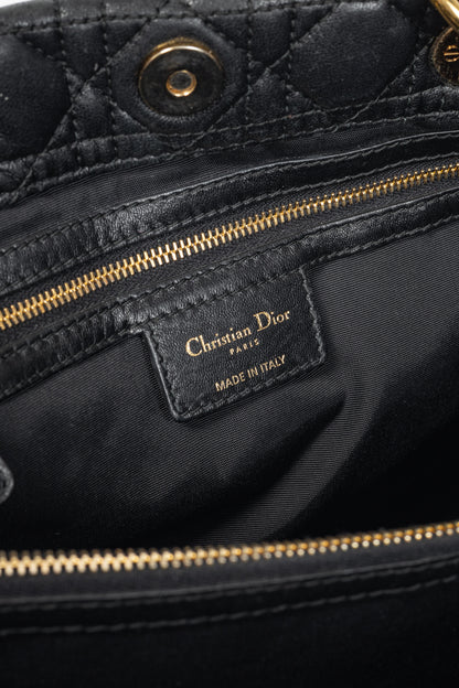 Christian Dior Lady Dior Black Cannage Lambskin Tote