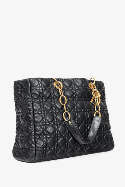 Christian Dior Lady Dior Black Cannage Lambskin Tote