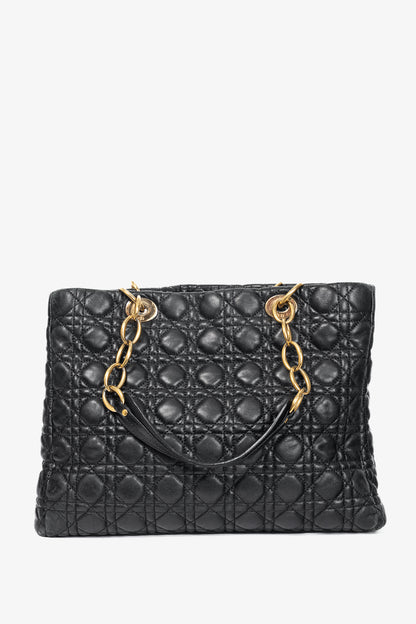 Christian Dior Lady Dior Black Cannage Lambskin Tote
