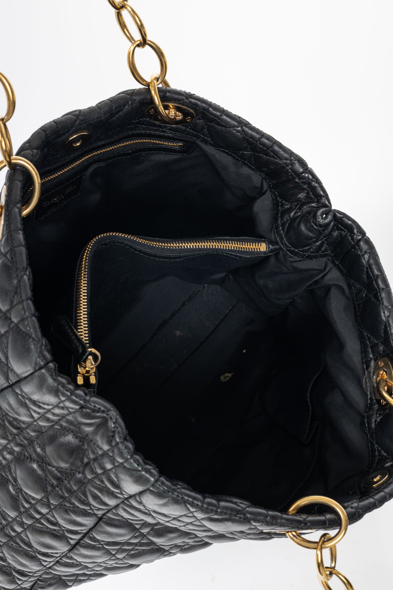 Christian Dior Lady Dior Black Cannage Lambskin Tote