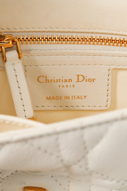 Christian Dior Small Dior Caro Ivory Cannage Calfskin Crossbody