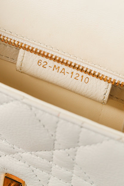 Christian Dior Small Dior Caro Ivory Cannage Calfskin Crossbody