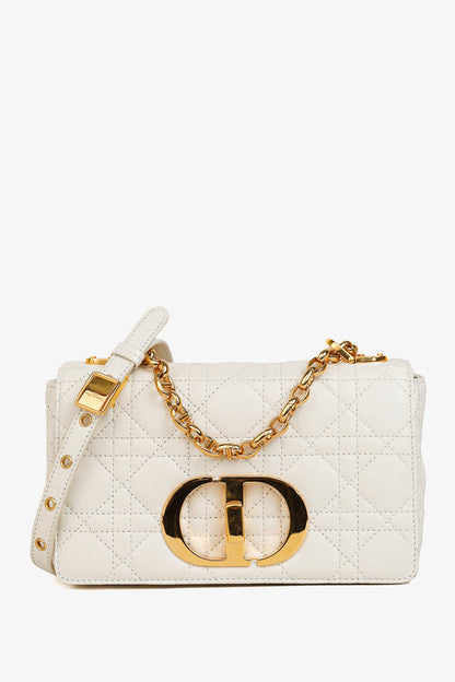 Christian Dior Small Dior Caro Ivory Cannage Calfskin Crossbody