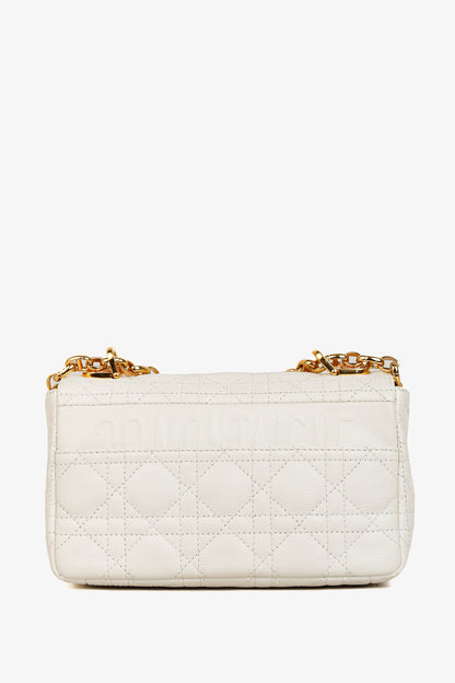 Christian Dior Small Dior Caro Ivory Cannage Calfskin Crossbody