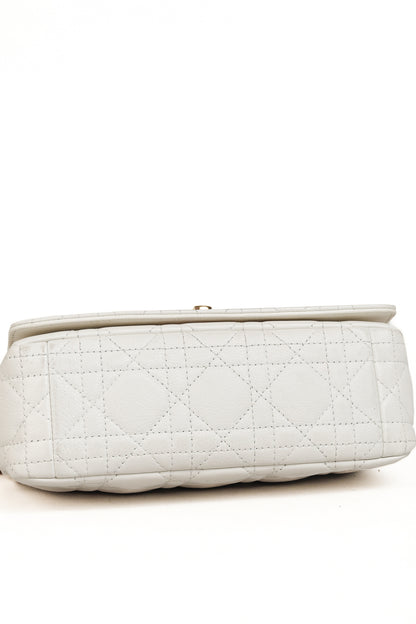 Christian Dior Small Dior Caro Ivory Cannage Calfskin Crossbody