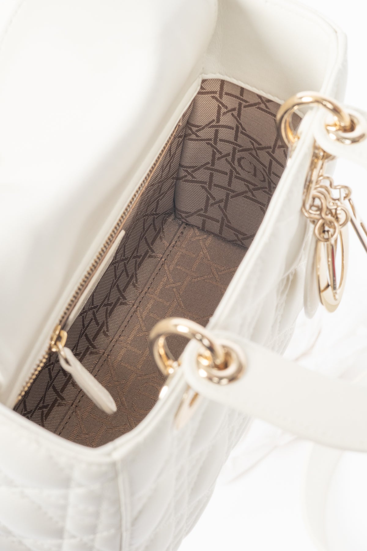 Christian Dior Lady Dior White Cannage Leather Tote