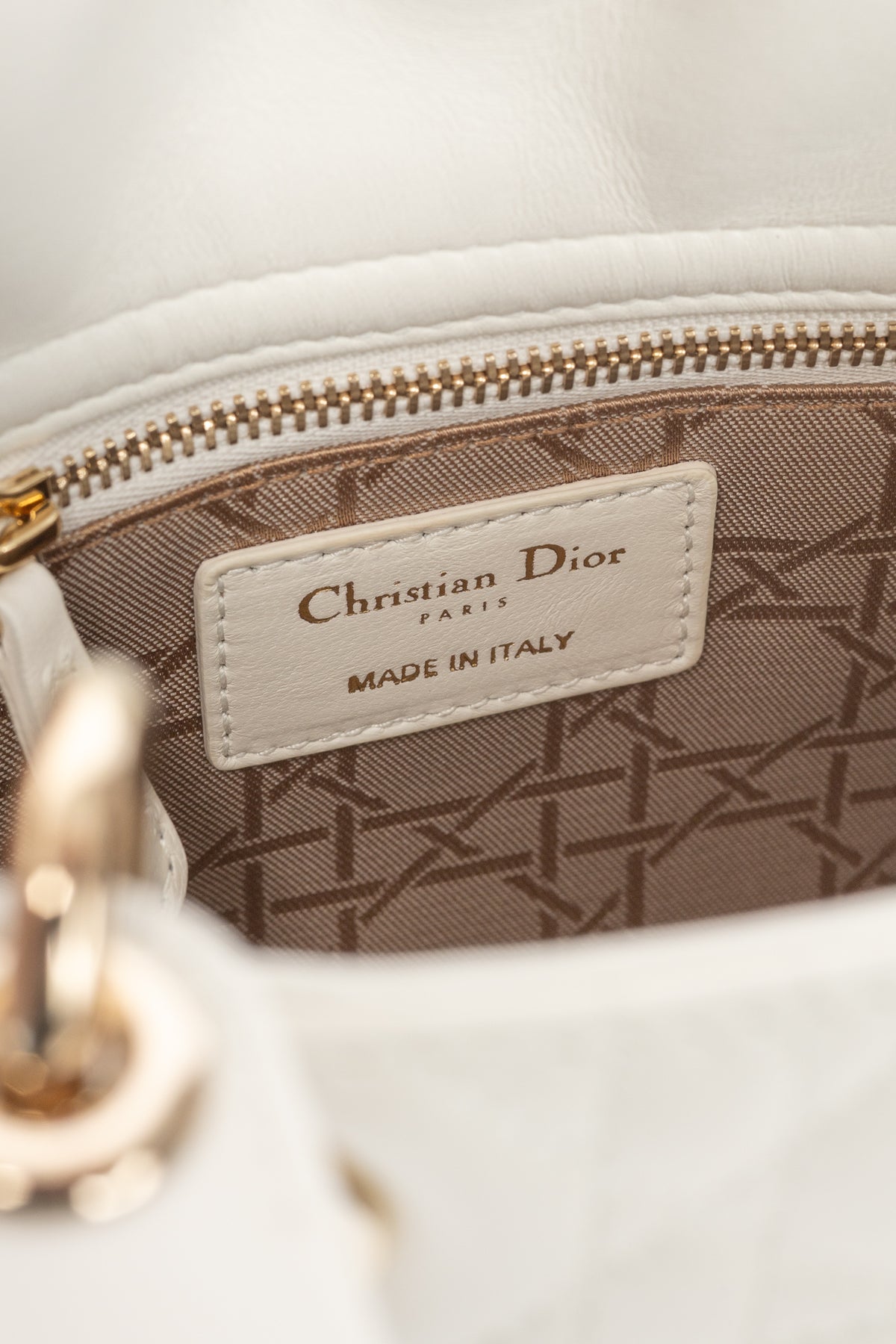 Christian Dior Lady Dior White Cannage Leather Tote
