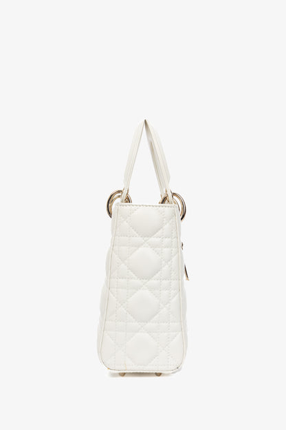 Christian Dior Lady Dior White Cannage Leather Tote