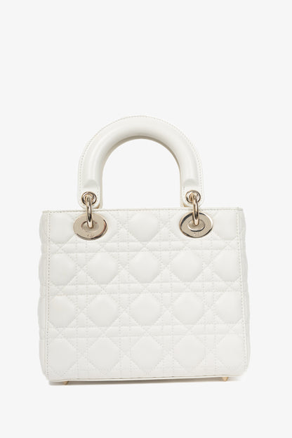 Christian Dior Lady Dior White Cannage Leather Tote