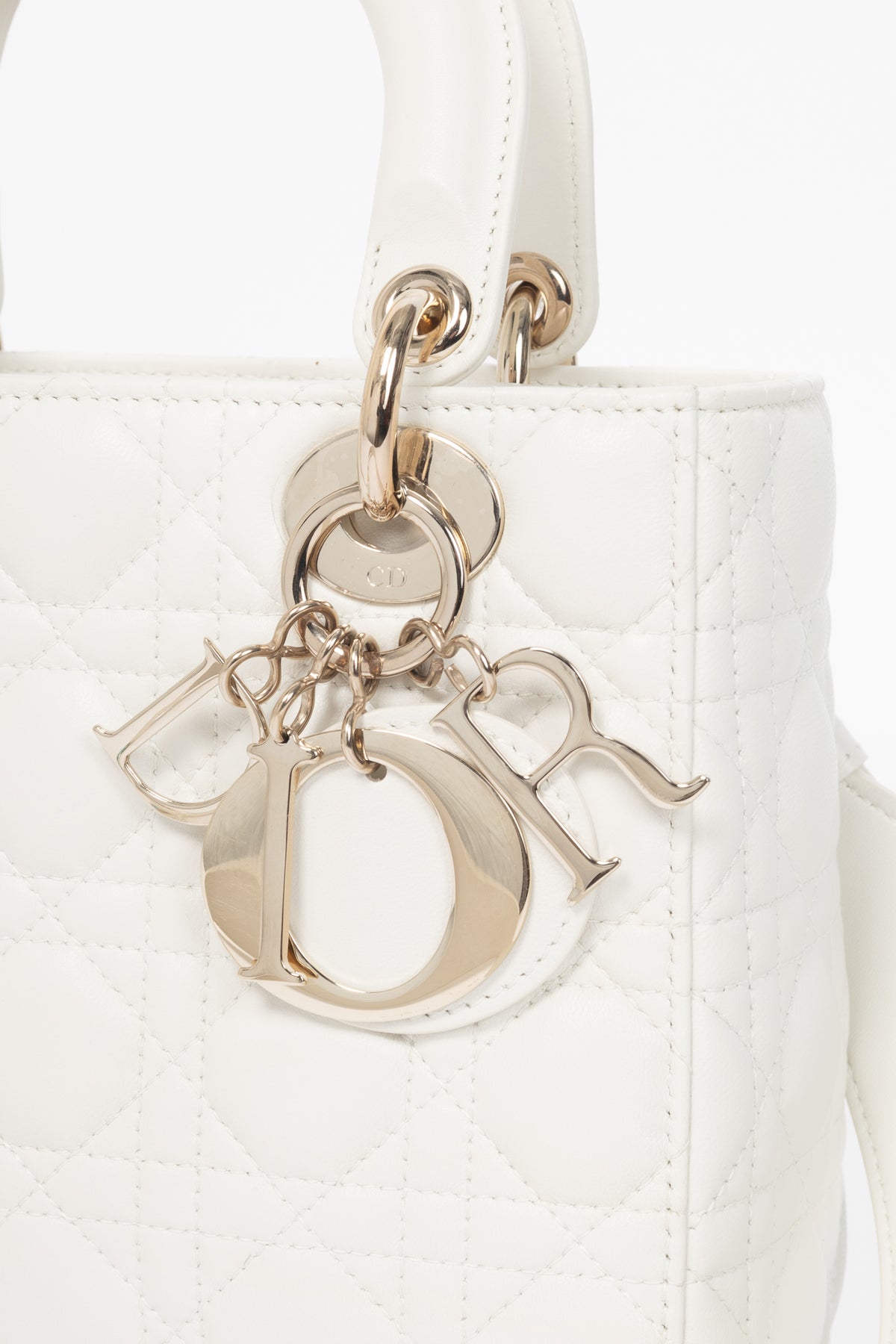 Christian Dior Lady Dior White Cannage Leather Tote