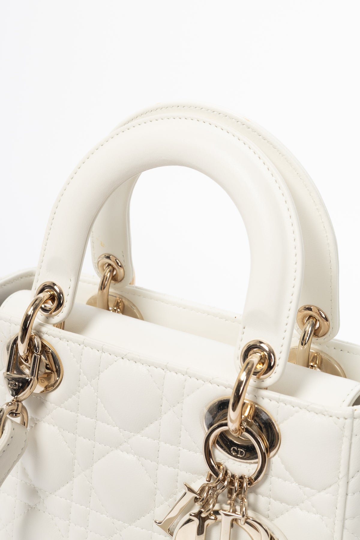 Christian Dior Lady Dior White Cannage Leather Tote