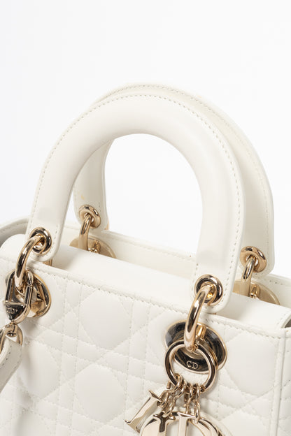 Christian Dior Lady Dior White Cannage Leather Tote