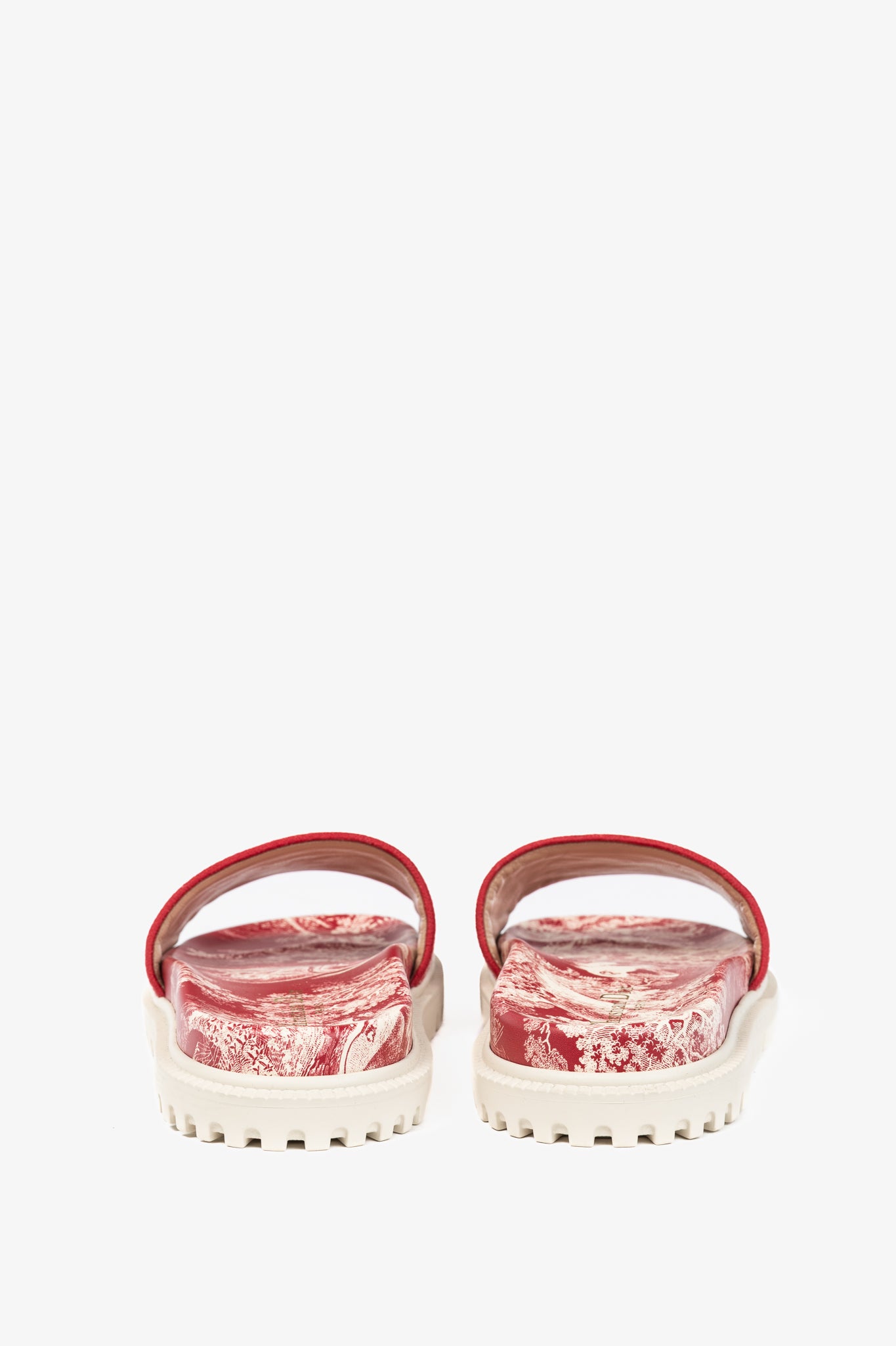 Christian Dior Dway Red Toile du Jouy Flowers Embroidered Slides