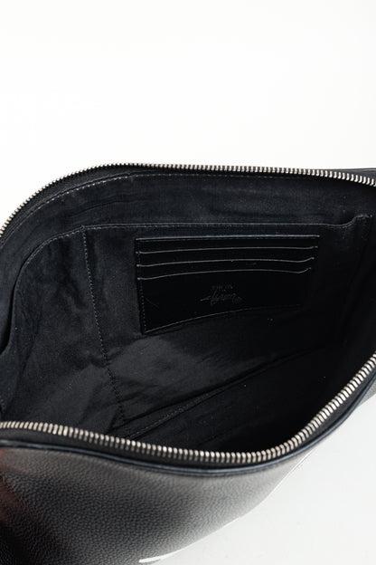 Dior X Shawn Stussy AW/20 Black Pebbled Leather Large Clutch