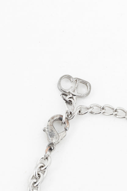 Christian Dior Silver-Tone Crystal-Embellished Chain Bracelet
