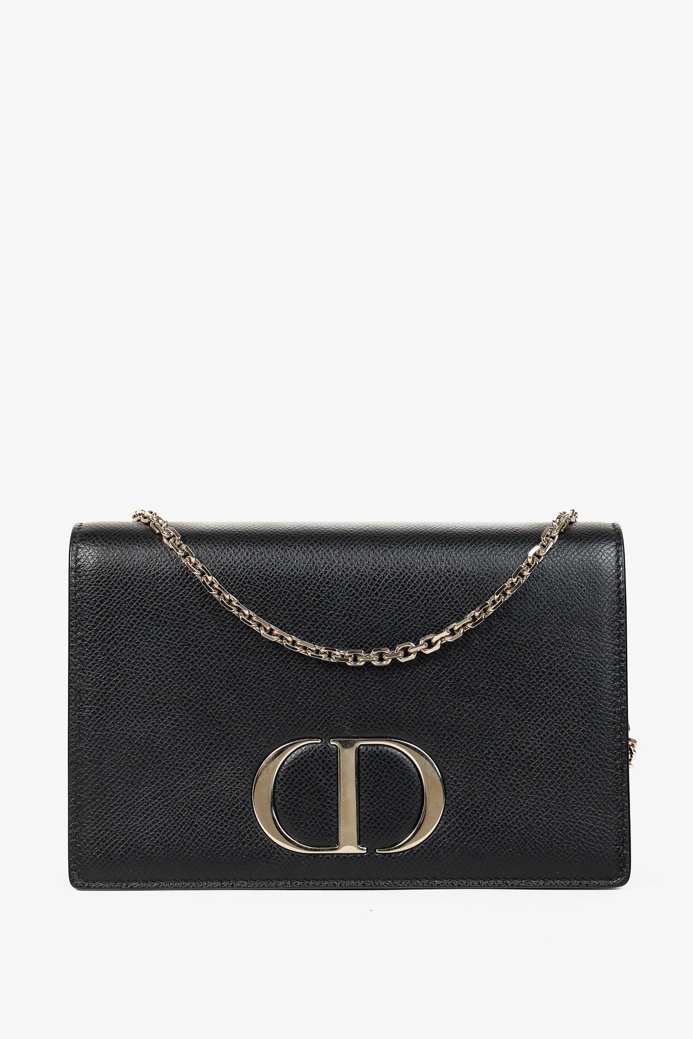 Christian Dior 30 Montaigne Black Leather 2-in-1 Pouch