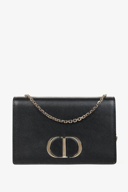 Christian Dior 30 Montaigne Black Leather 2-in-1 Pouch