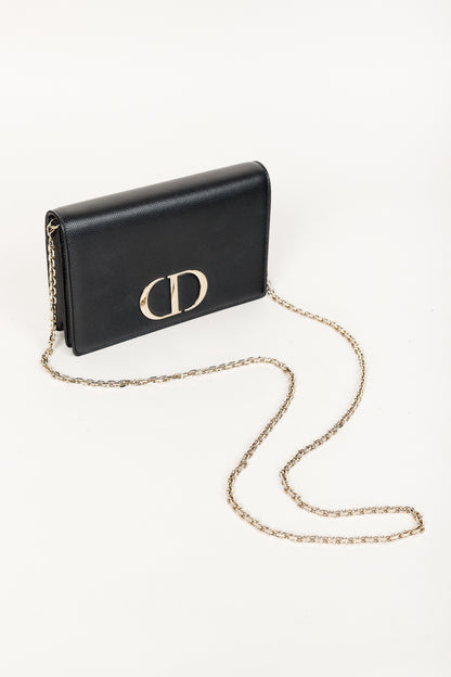 Christian Dior 30 Montaigne Black Leather 2-in-1 Pouch