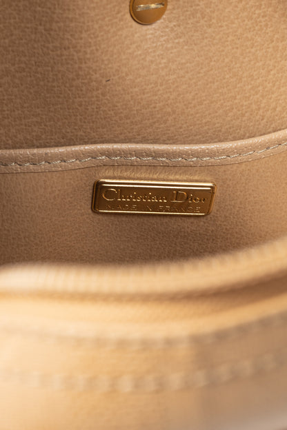 Christian Dior Camel Trotter Leather-Trim Shoulder Bag