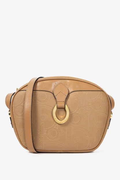 Christian Dior Camel Trotter Leather-Trim Shoulder Bag