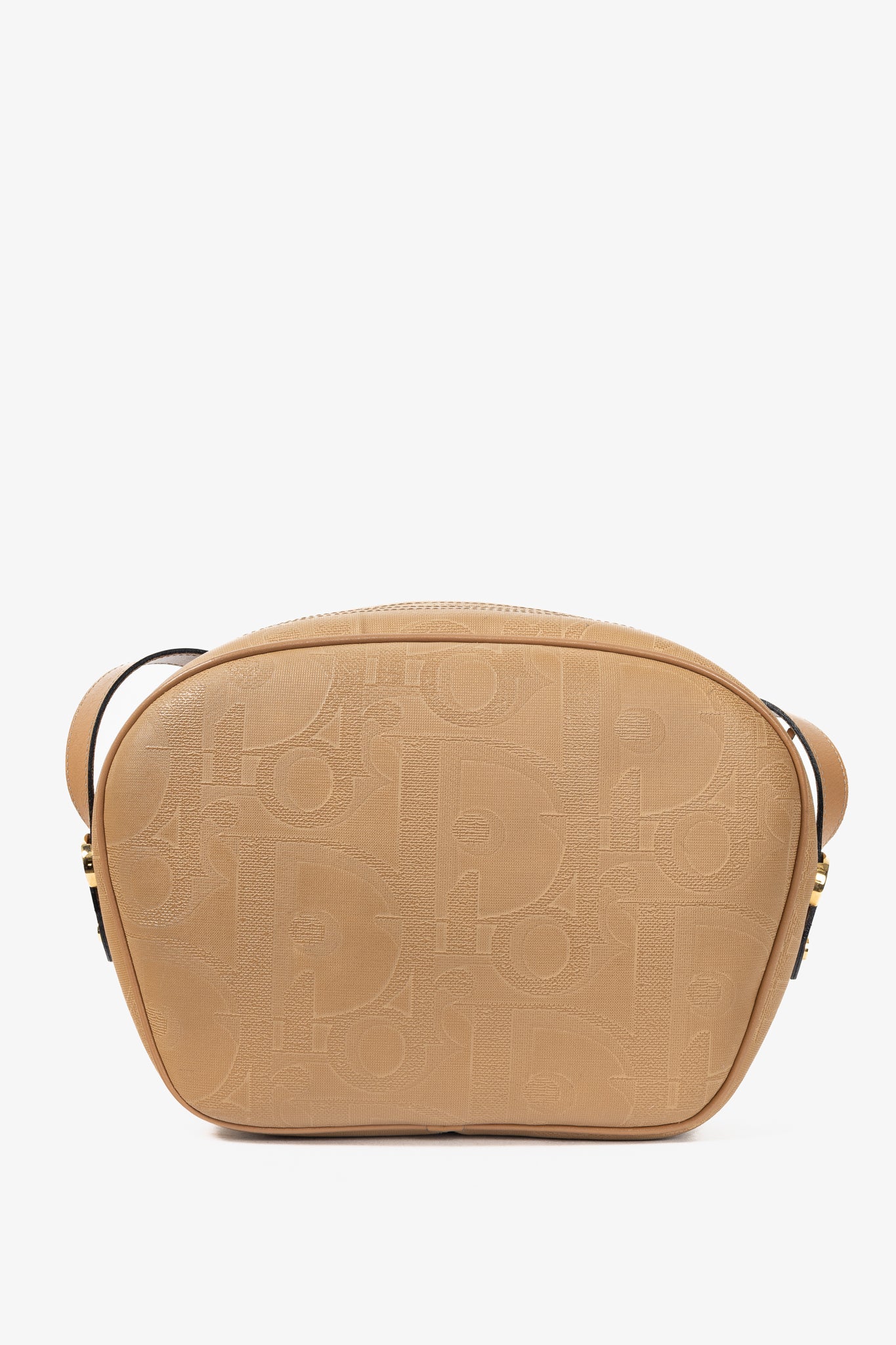 Christian Dior Camel Trotter Leather-Trim Shoulder Bag